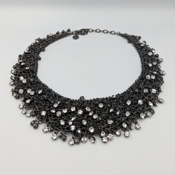 Stunning RJ Graziano Metal & Crystal Bib Necklace - Picture 2 of 13